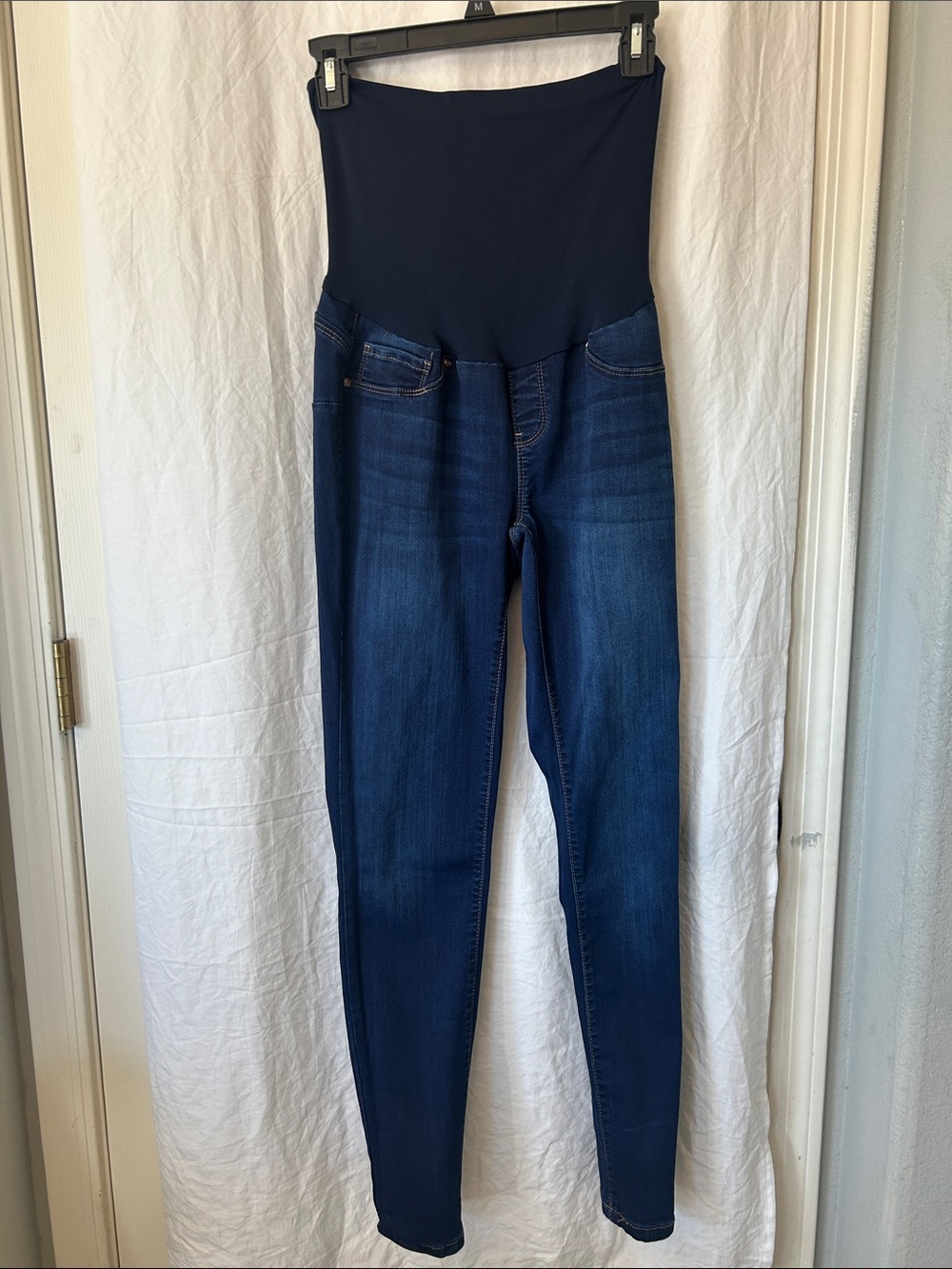 High-Waist Navy Maternity Skinny Jeans